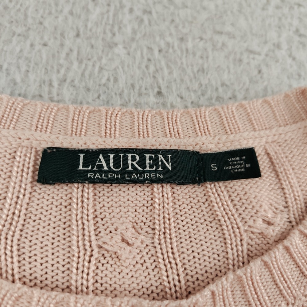 Lauren Ralph Lauren Sweater Pink Cable Knit Women's Small Preppy Academia - Picture 4 of 6